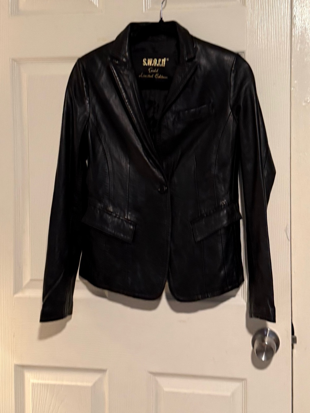S.W.O.R.D Gold limited edition Leather Black Women's Blazer Jacket size 42